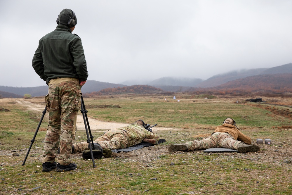 Bulgarian special operations forces soldiers perform sniper training during Trojan Footprint 24