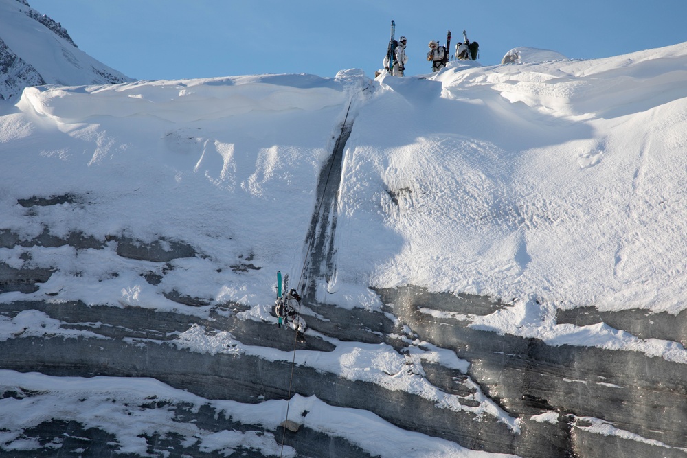 ARCTIC EDGE 24: SOMWTC &amp; Danish Special Operation Forces Rappel down mountain