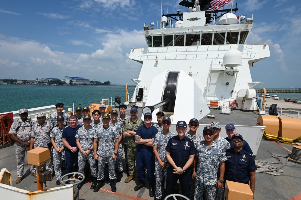 U.S. Coast Guard Cutter Bertholf completes joint Malacca Strait transit, engagements with Republic of Singapore Navy, Police Coast Guard, and Malaysia Maritime Enforcement Agency