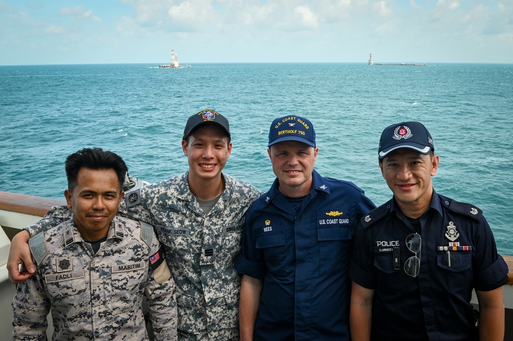 U.S. Coast Guard Cutter Bertholf completes joint Malacca Strait transit, engagements with Republic of Singapore Navy, Police Coast Guard, and Malaysia Maritime Enforcement Agency