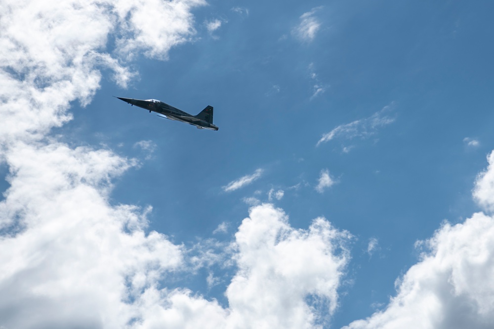 Kenya Air Force pilot conducts a capabilities fly-by in an F-5E