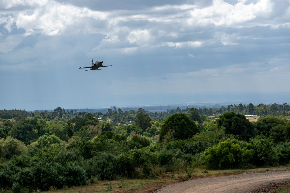 Kenya Air Force pilot conducts a capabilities fly-by in an F-5E