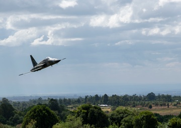 Kenya Air Force pilot conducts a capabilities fly-by in an F-5E