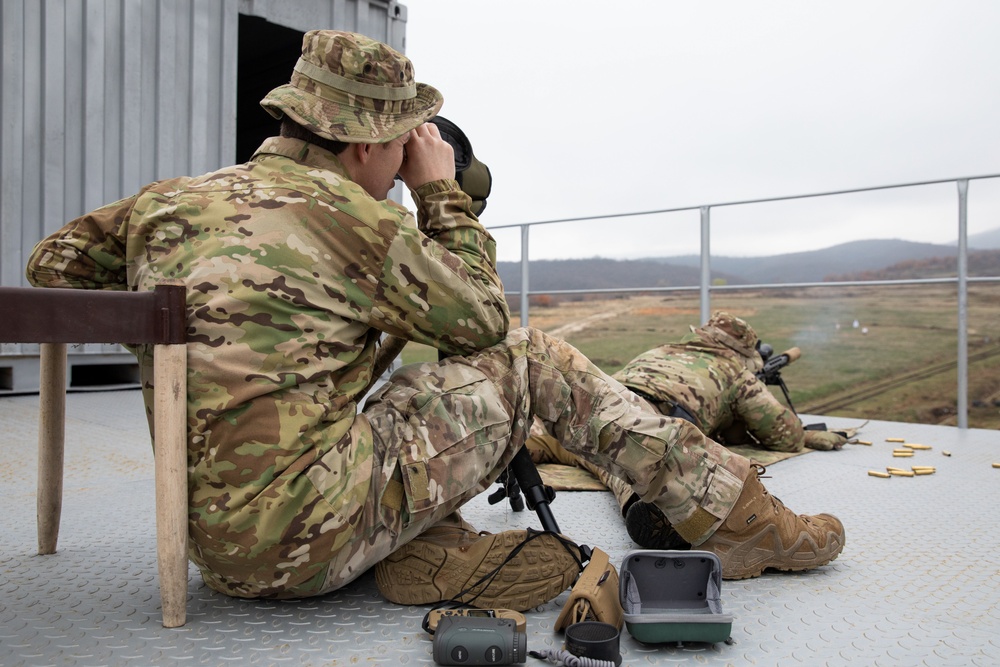 U.S. Army Green Berets perform sniper training during Trojan Footprint 24
