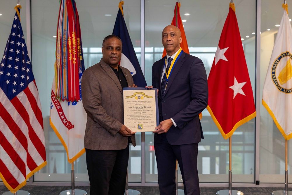 Retired US Army Chemical Corps lieutenant colonel welcomed into Order of the Dragon