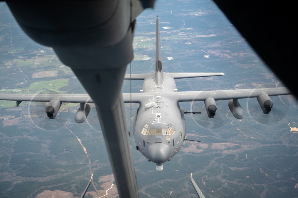 KC-10 Extender air refueling AC-130J Ghostrider