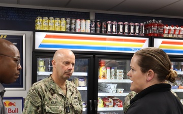 Vice Chief of Naval Operations Adm. Jim Kilby visited the Huntington Hall Navy Exchange Mini Mart in Newport News, March 5.
