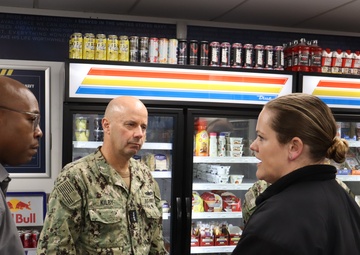 Vice Chief of Naval Operations Adm. Jim Kilby visited the Huntington Hall Navy Exchange Mini Mart in Newport News, March 5.