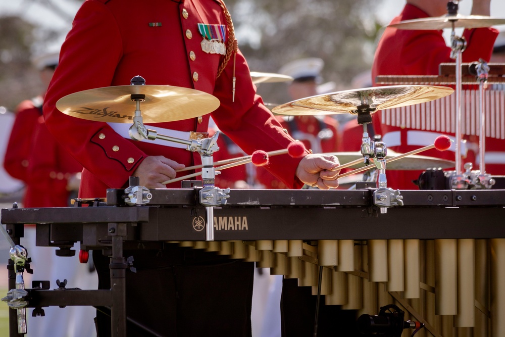 Silent Drill Platoon and the Commandant’s Own Drum &amp; Bugle Corps perform at Clark High School in Las Vegas