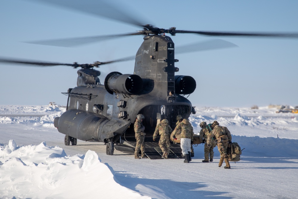 ARCTIC EDGE 24: 19th SFG(A), U.K. Royal Marines, 160th SOAR(A) simulated MEDEVAC