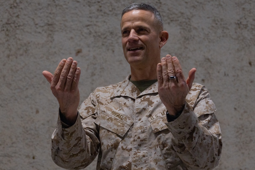 1st Marine Logistics Group Commanding General visits The Combat Center during SLTE 2-24