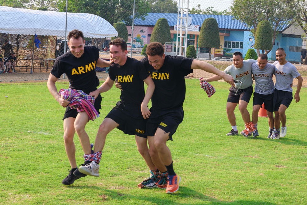 16th CAB 2-158th Assault Helicopter Battalion and Royal Thai Army 9th Aviation Battalion have a Sports Day Competition during Cobra Gold 2024