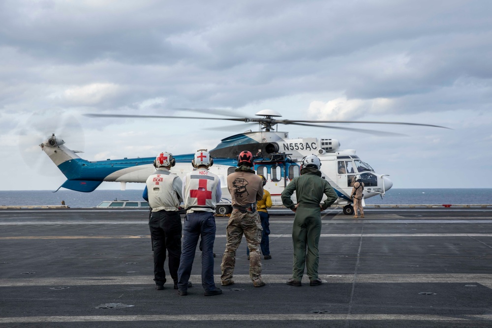 USS Dwight D. Eisenhower Conducts a Replenishment-At-Sea in the Red Sea