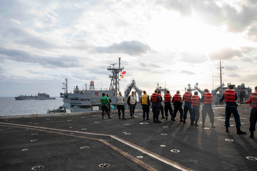 USS Dwight D. Eisenhower Conducts a Replenishment-At-Sea in the Red Sea