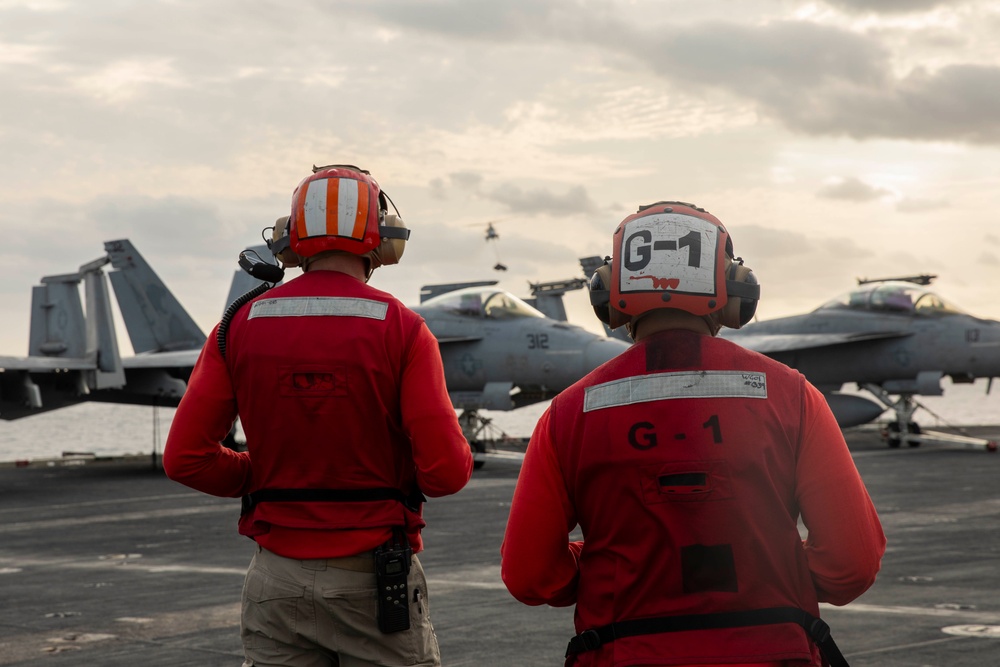 USS Dwight D. Eisenhower Conducts a Replenishment-At-Sea in the Red Sea