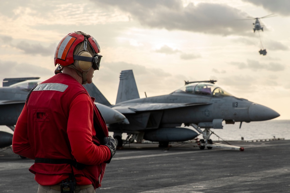 USS Dwight D. Eisenhower Conducts a Replenishment-At-Sea in the Red Sea