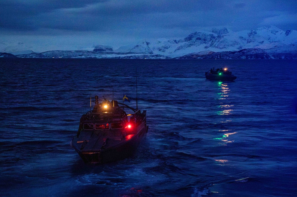 USS Gunston Hall conducts small boat operations in support of Steadfast Defender 24