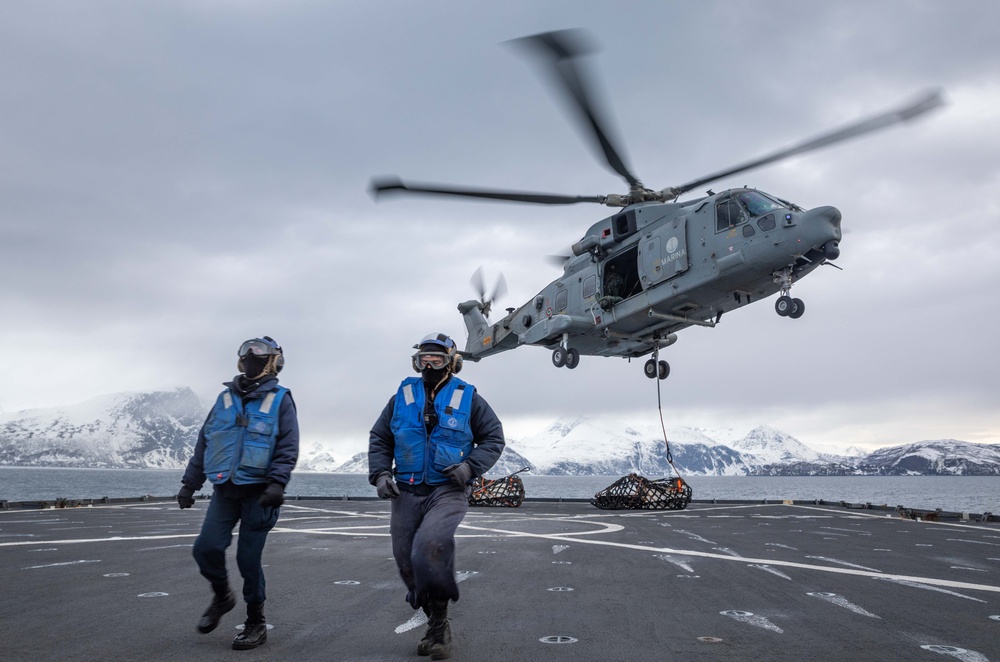 USS Gunston Hall conducts flight quarters in support of Steadfast Defender 24