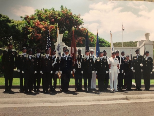 Retired Tech. Sgt. Daylena Ricks participates in the Hawaii Memorial Day Parade Joint Service Honor Guard