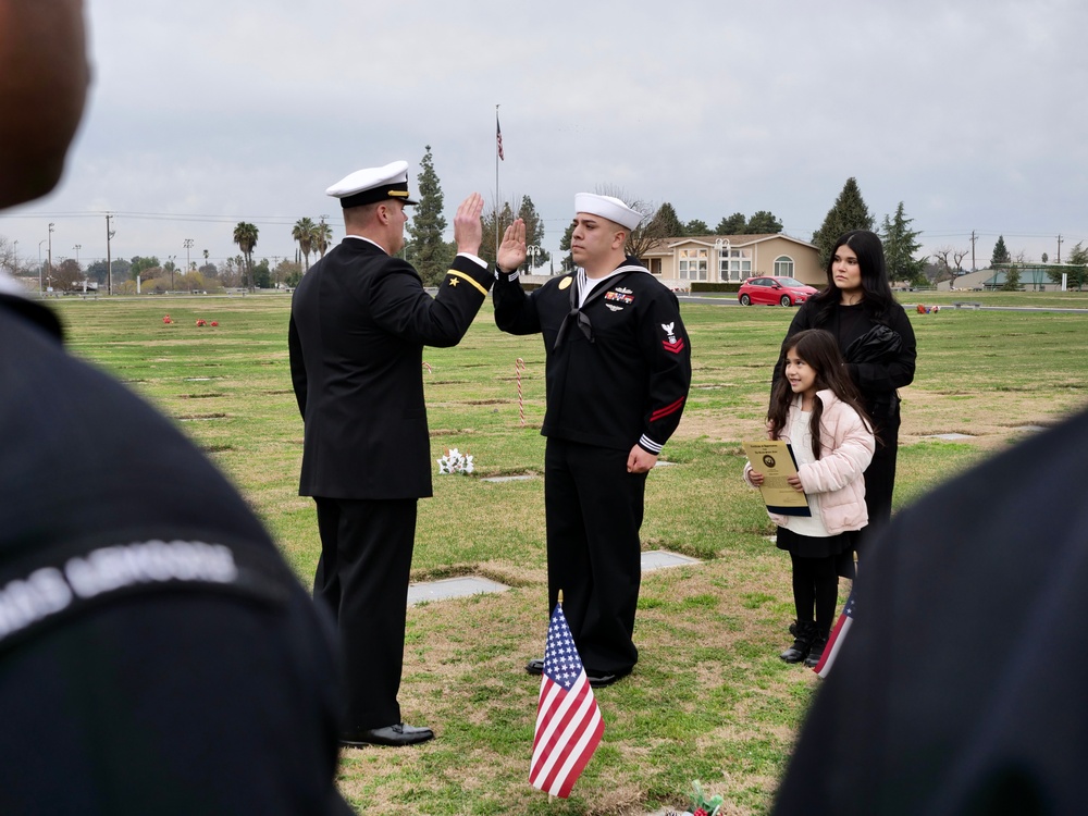 Sailor Reenlists at Family Cemetary