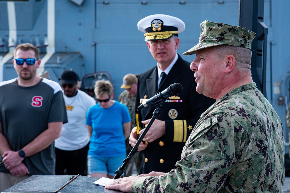 Rear Adm. Aiken Administers Oath of Enlistment aboard USS Delbert D. Black