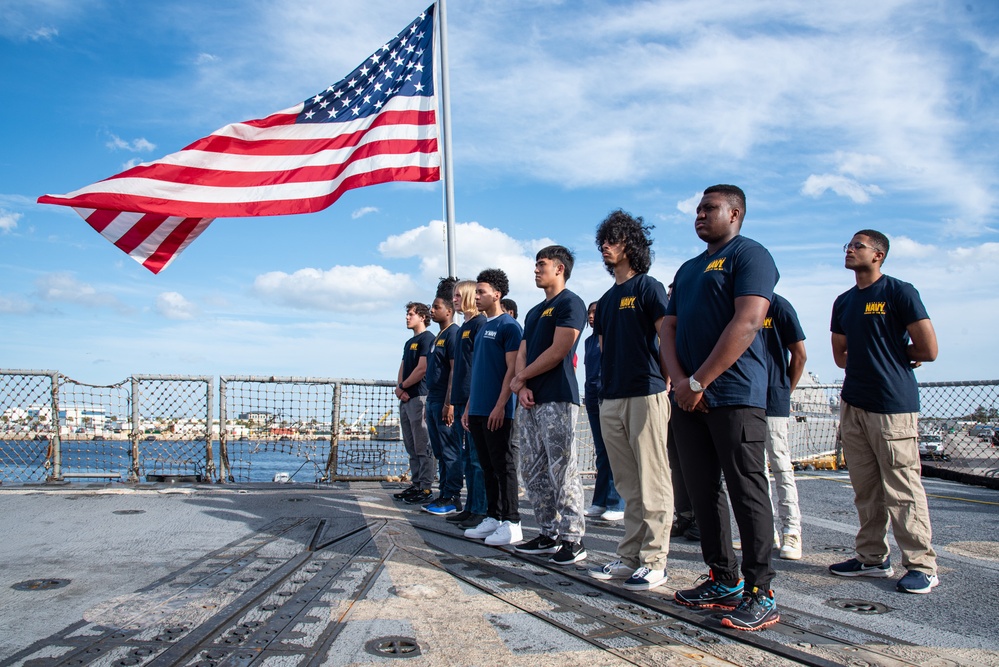 Rear Adm. Aiken Administers Oath of Enlistment aboard USS Delbert D. Black