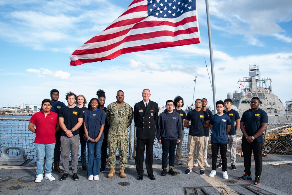 Rear Adm. Aiken Administers Oath of Enlistment aboard USS Delbert D. Black