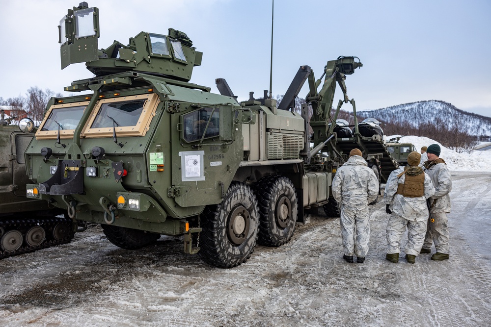 Exercise Nordic Response 24: U.S. Marines with Combat Logistics Battalion 6 complete a snowmobile resupply