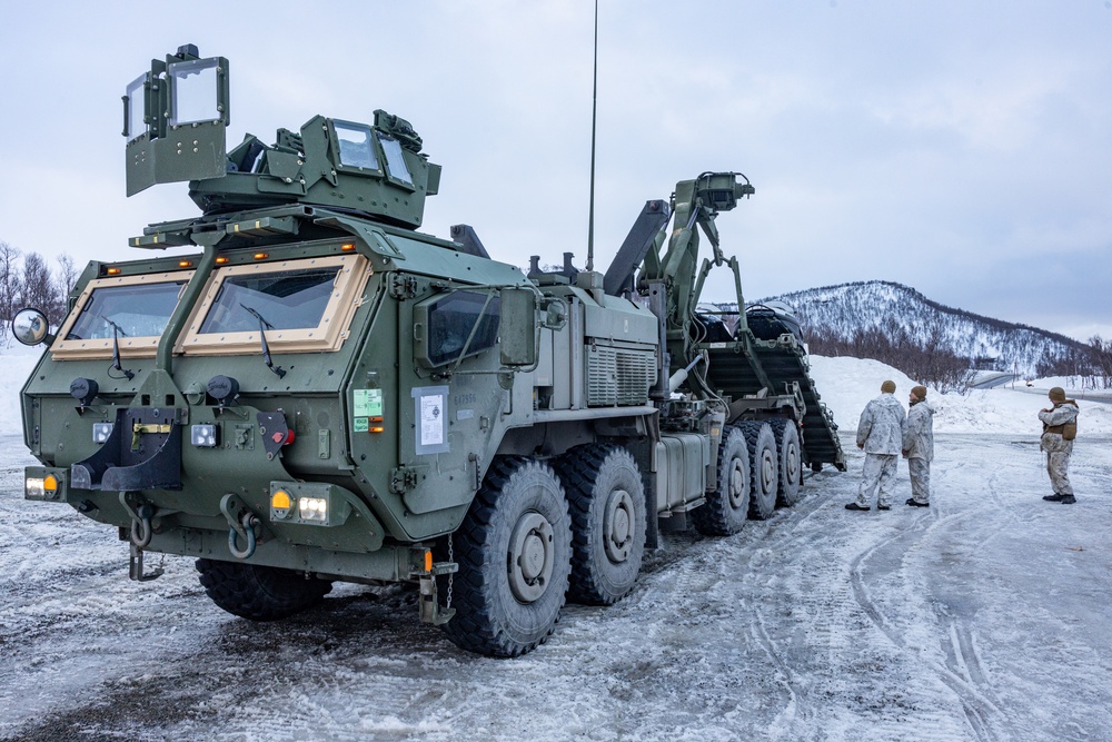 Exercise Nordic Response 24: U.S. Marines with Combat Logistics Battalion 6 complete a snowmobile resupply