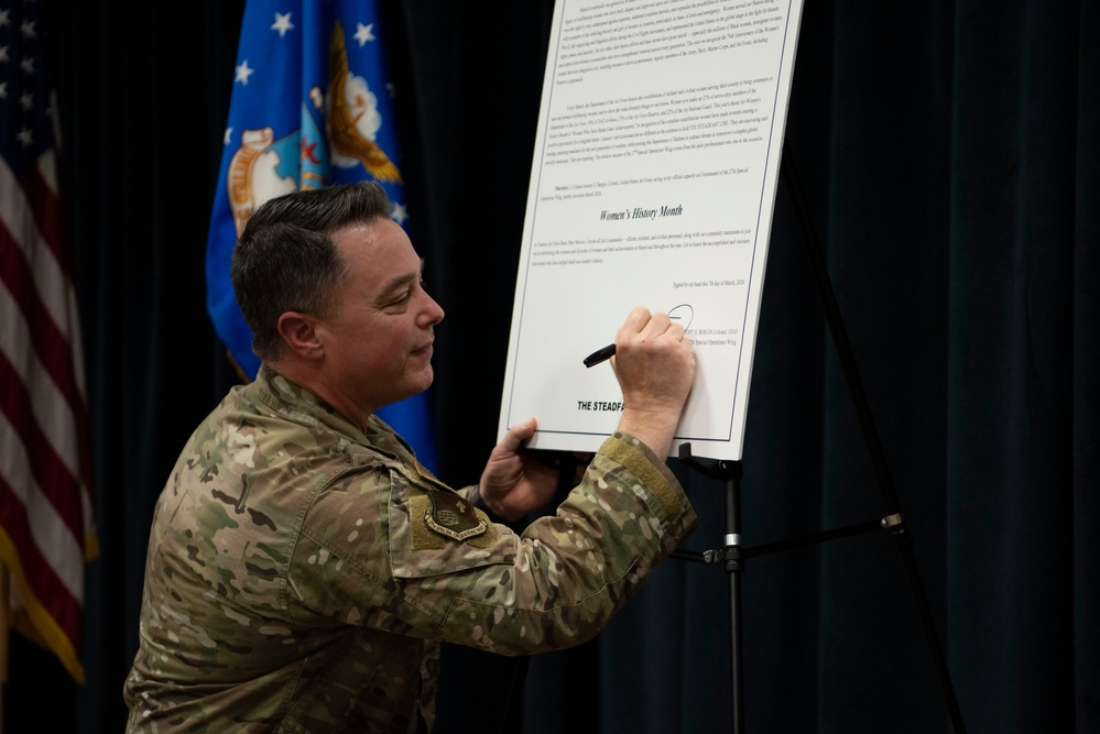 27 SOW commander signs Women’s History Month proclamation at Cannon AFB