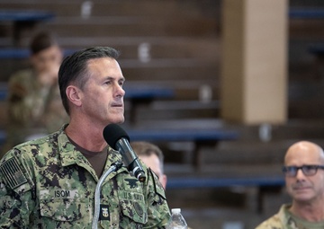 Defense Senior Enlisted Council speak during an All Hands on Pearl Harbor