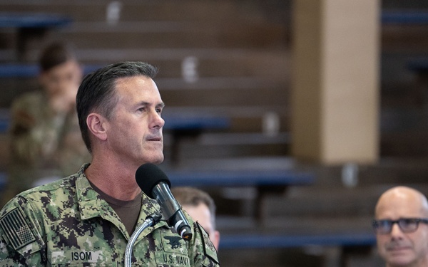 Defense Senior Enlisted Council speak during an All Hands on Pearl Harbor