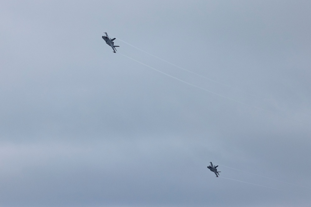 U.S. Marines with Marine Fighter Attack Squadron (VMFA) 542 and Royal Norwegian Air Force personnel participate in a media day