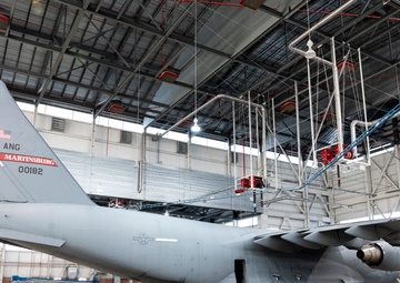 Fuel systems maintenance resumes in 167th Airlift Wing fuel cell hangar