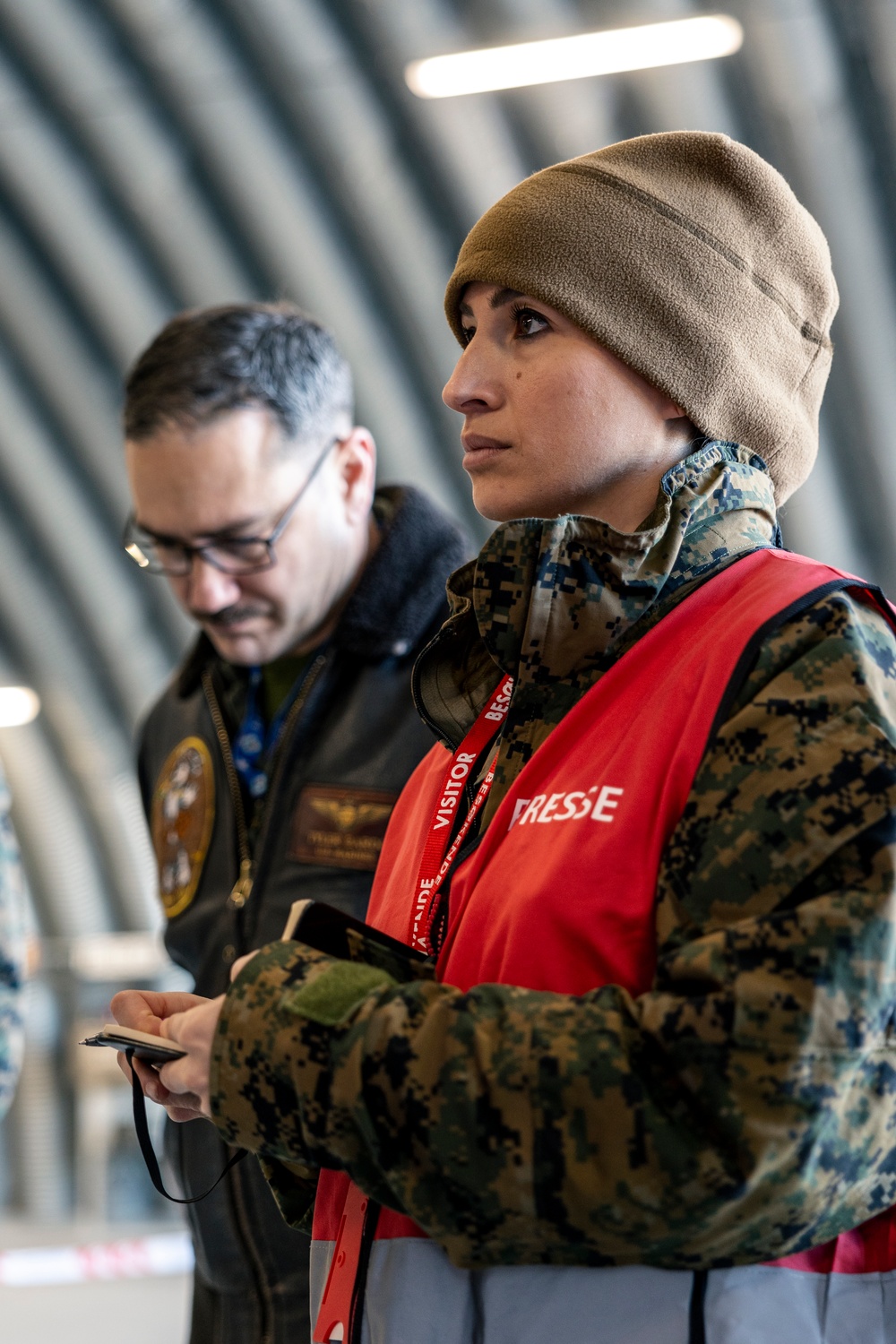 U.S. Marines with Marine Fighter Attack Squadron (VMFA) 542 and Royal Norwegian Air Force personnel participate in a media day