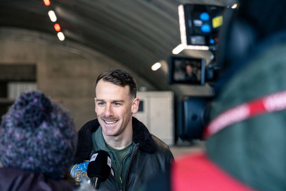 U.S. Marines with Marine Fighter Attack Squadron (VMFA) 542 and Royal Norwegian Air Force personnel participate in a media day