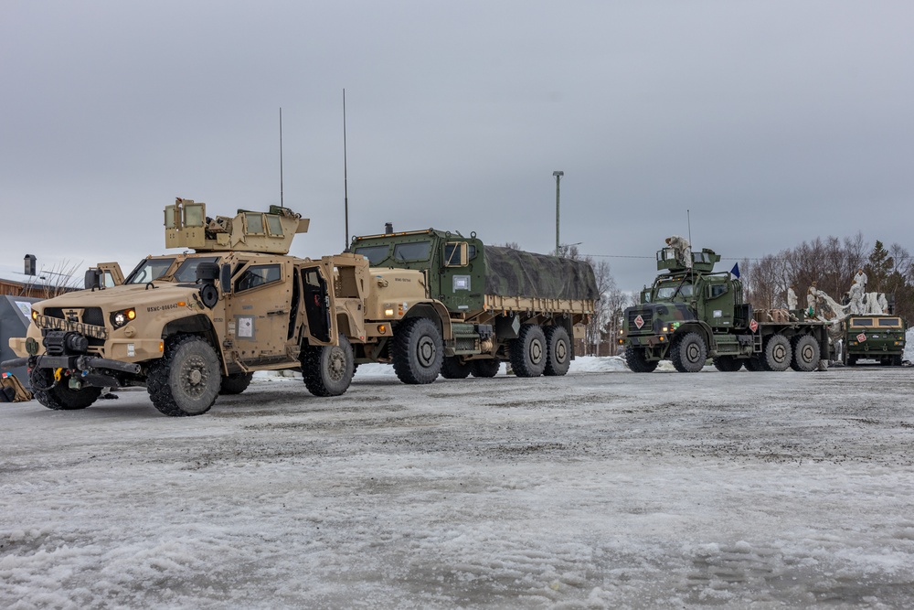 Exercise Nordic Response 24: U.S. Marines with Combat Logistics Battalion 6 conduct joint convoy operations with Norwegian soldiers