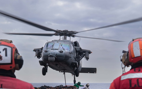 USS Dwight D. Eisenhower Conducts a Replenishment-At-Sea in the Red Sea