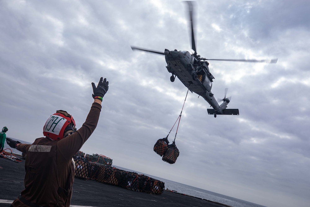 USS Dwight D. Eisenhower Conducts a Replenishment-At-Sea in the Red Sea