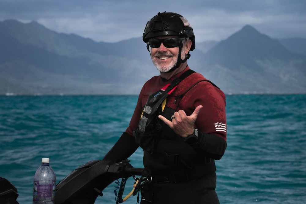 Lifeguards From across the Pacific region participate in a Rescue Watercraft Risk Technician Course