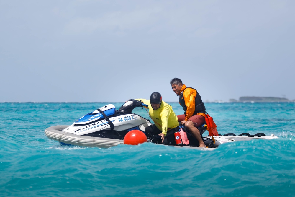 Lifeguards From across the Pacific region participate in a Rescue Watercraft Risk Technician Course