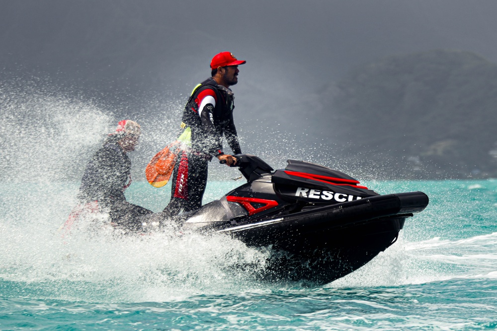 Lifeguards From across the Pacific region participate in a Rescue Watercraft Risk Technician Course