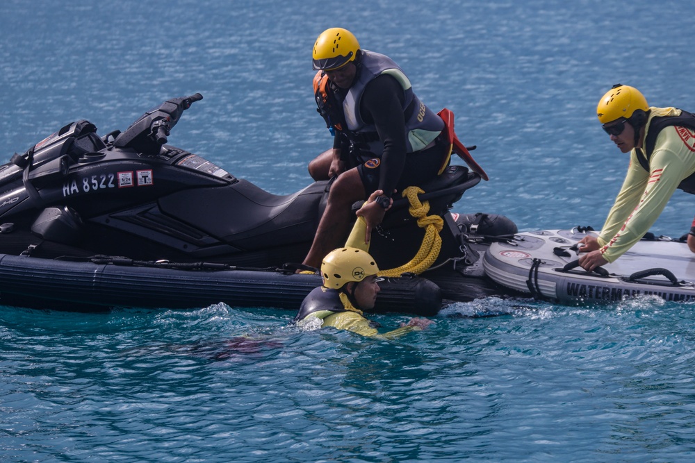 Lifeguards From across the Pacific region participate in a Rescue Watercraft Risk Technician Course