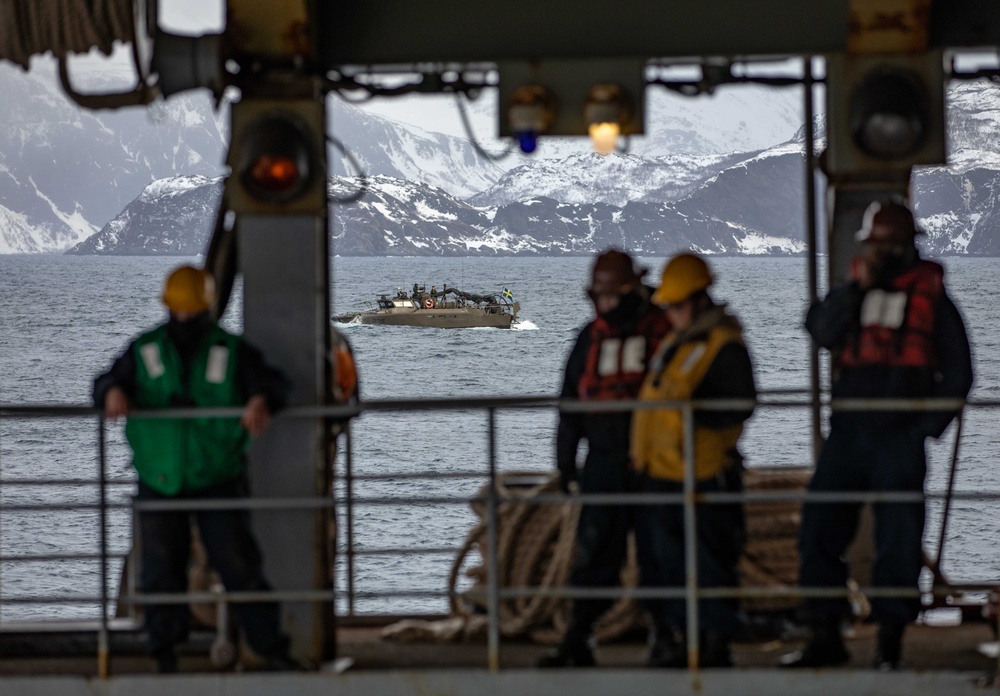 USS Gunston Hall conducts small boat operations in support of Steadfast Defender 24