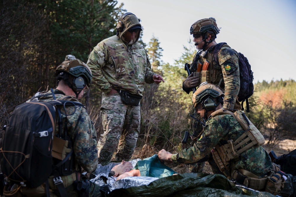 NATO Allies participate in a joint tactical combat and prolonged casualty care exercise during Trojan Footprint 24