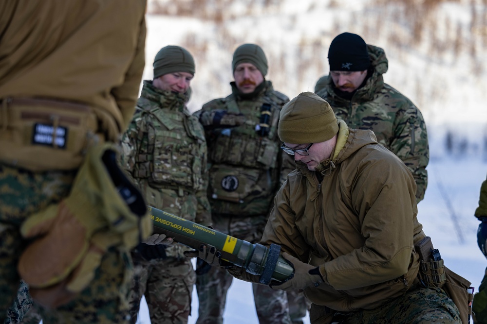 U.S. Marines work with NATO allies during stand-off munitions disruption range in Norway