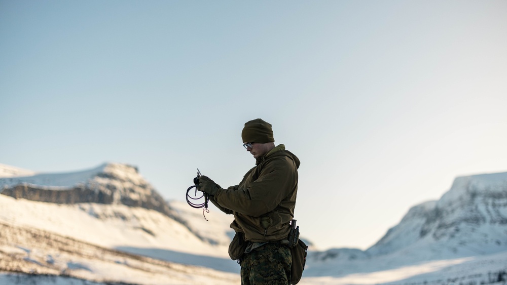 U.S. Marines work with NATO allies during stand-off munitions disruption range in Norway