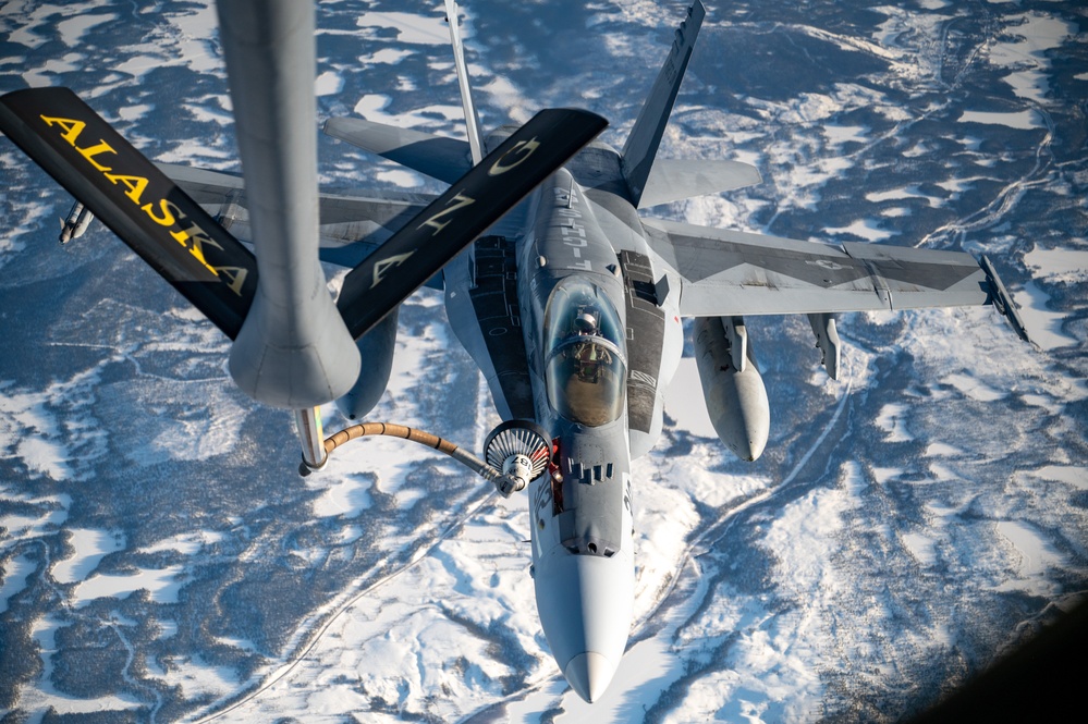 168th Wing refuels MCAS Cherry Point F/A-18s during Exercise Nordic Response 24