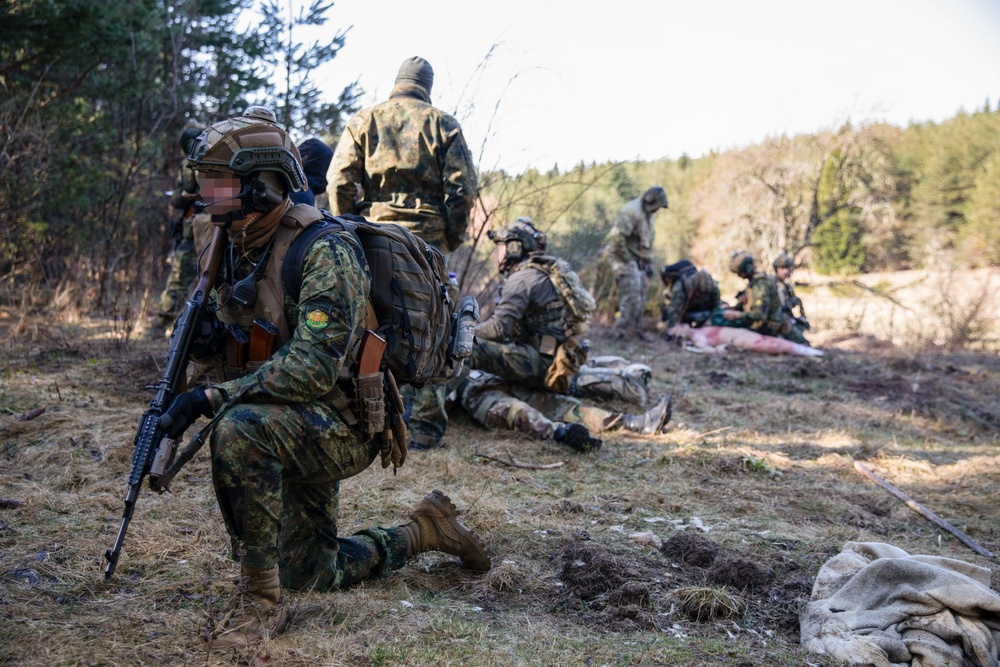 NATO Allies participate in a joint tactical combat and prolonged casualty care exercise during Trojan Footprint 24