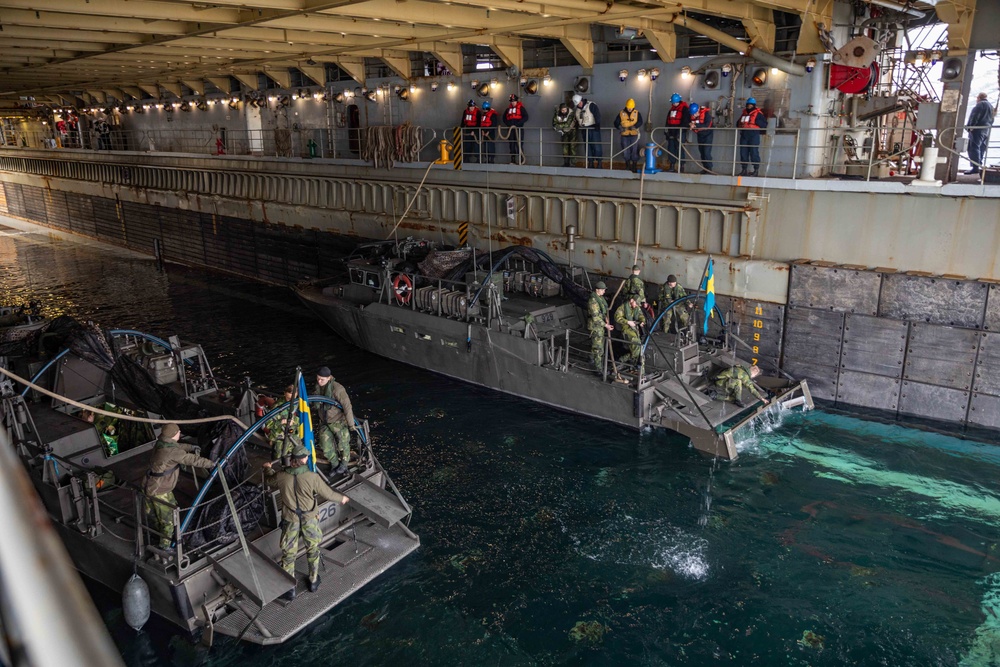 USS Gunston Hall conducts small boat operations in support of Steadfast Defender 24